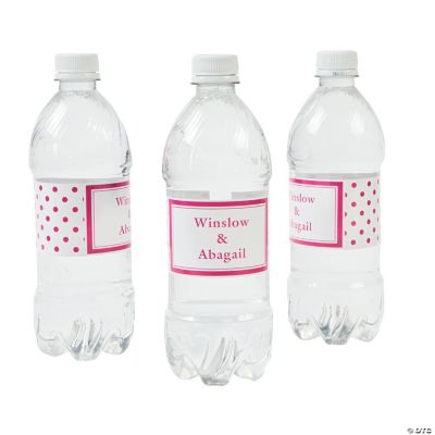Personalized Hot Pink Polka Dot Water Bottle Labels