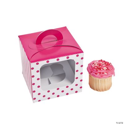 Hot Pink Polka Dot Cupcake Boxes With Handle Oriental Trading 8114