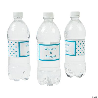Personalized Turquoise Polka Dot Water Bottle Labels