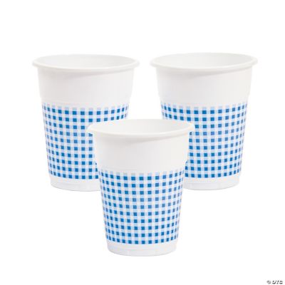 Blue Gingham Disposable Cups