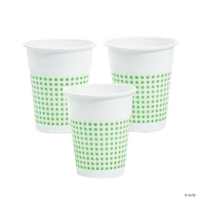 Green Gingham Disposable Cups
