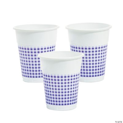Purple Gingham Disposable Cups
