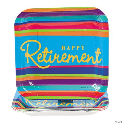Happy Retirement Square Dessert Plates
