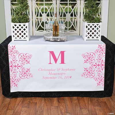 Personalized Hot Pink Monogram Table Runner