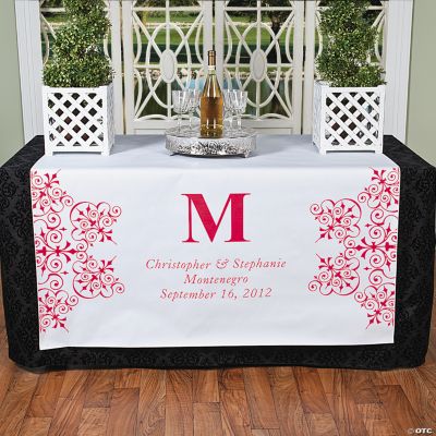 Personalized Red Monogram Table Runner