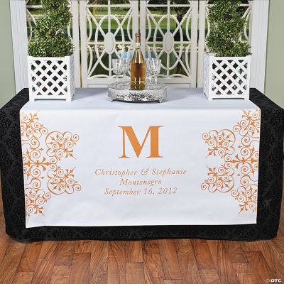 Personalized Orange Monogram Table Runner