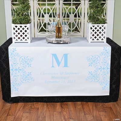 Personalized Light Blue Monogram Table Runner