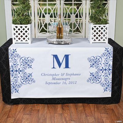 Personalized Blue Monogram Table Runner