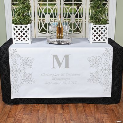 Personalized Silver Monogram Table Runner