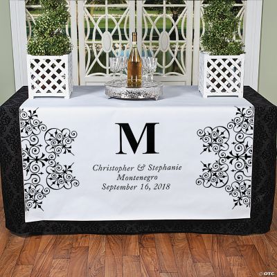 Personalized Black Monogram Table Runner