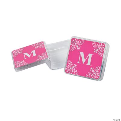 Personalized Hot Pink Monogram Square Containers