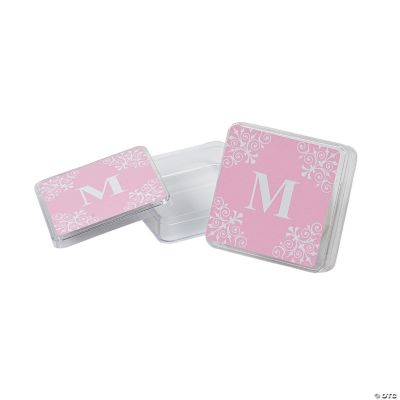 Personalized Pink Monogram Square Containers
