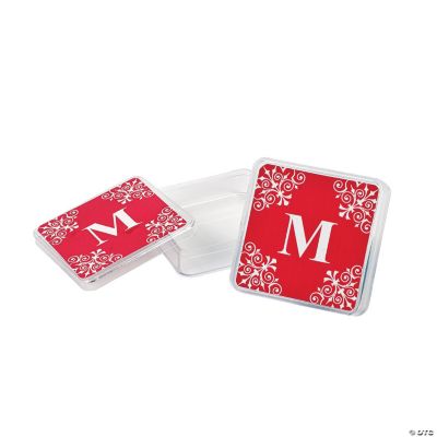 Personalized Red Monogram Square Containers