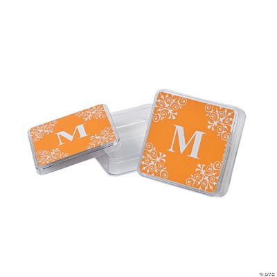 Personalized Orange Monogram Square Containers