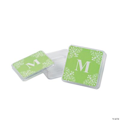 Personalized Lime Green Monogram Square Containers