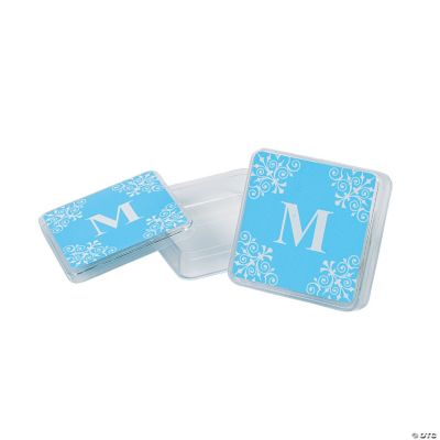 Personalized Light Blue Monogram Square Containers
