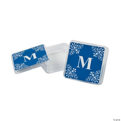 Personalized Blue Monogram Square Containers