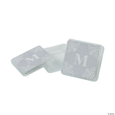 Personalized Silver Monogram Square Containers