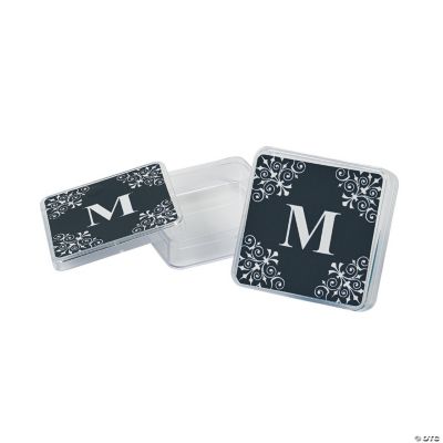 Personalized Black Monogram Square Containers