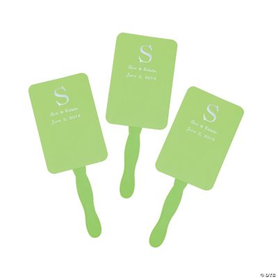 Personalized Lime Green Monogram Wedding Fans