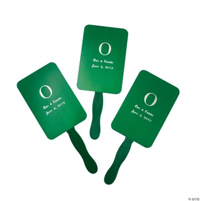 Personalized Green Monogram Wedding Fans