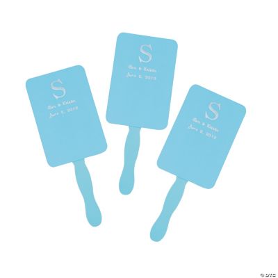 Personalized Light Blue Monogram Wedding Fans