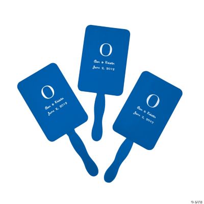 Personalized Blue Monogram Wedding Fans