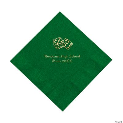 Personalized Casino Green Lunch Napkins