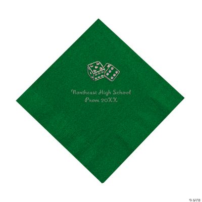 Personalized Casino Green Lunch Napkins