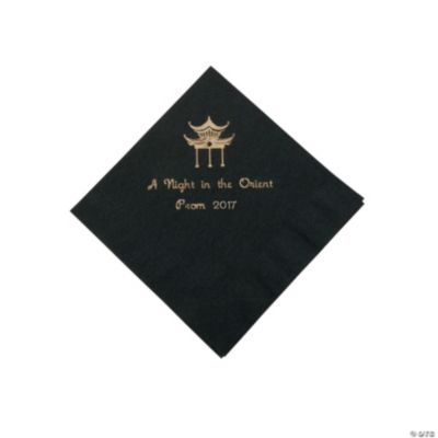 Personalized Black Asian Beverage Napkins