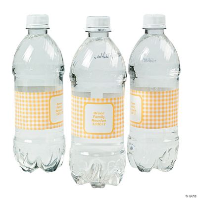 Personalized Yellow Gingham Water Bottle Labels