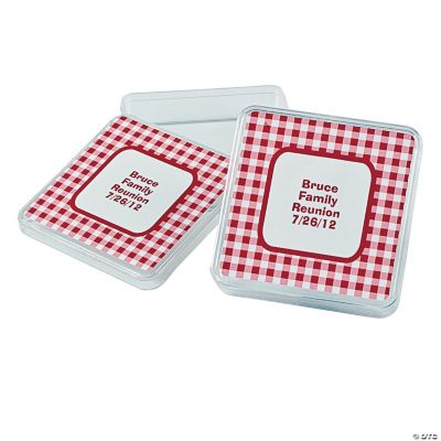 Personalized Red Gingham Square Favor Containers