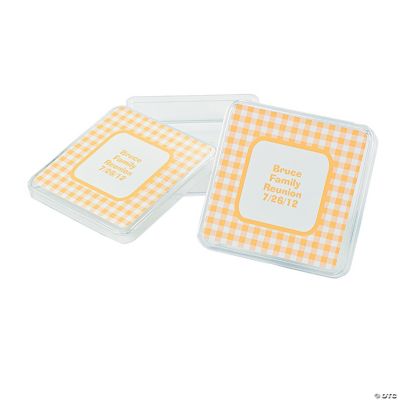 Personalized Yellow Gingham Square Favor Containers