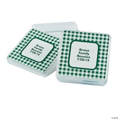 Personalized Green Gingham Square Favor Containers