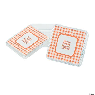 Personalized Orange Gingham Square Favor Containers
