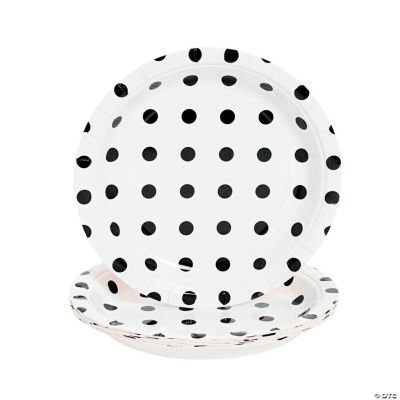 Black Polka Dot Dessert Plates