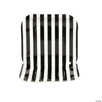 Black Striped Square Dessert Plates