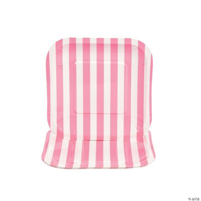 Candy Pink Striped Square Dessert Plates
