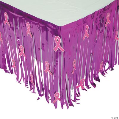 Pink Fringe Table Skirt With Ribbon Cutouts