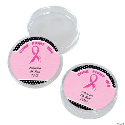 Personalized Pink Ribbon Round Containers