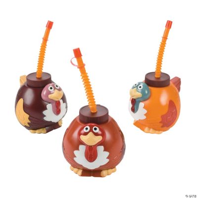 Molded Turkey Cups With Lids & Straws