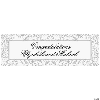 Personalized Medium Silver Swirl Wedding Banner