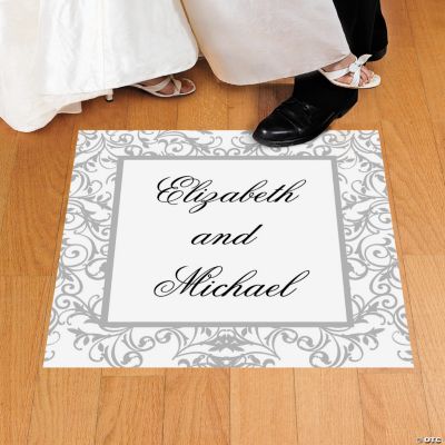 Personalized Silver Swirl Wedding Floor Cling