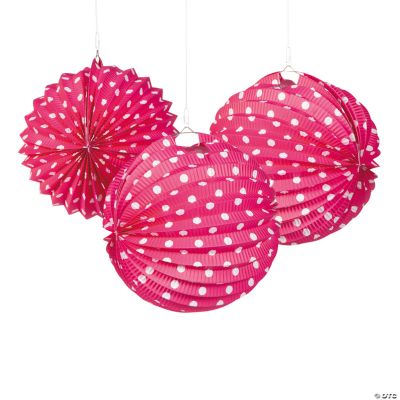 Hot Pink & White Polka Dot Paper Lanterns