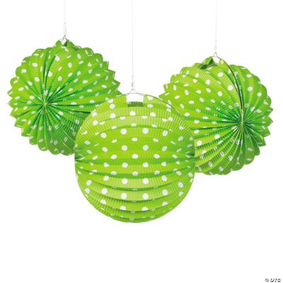 Green & White Polka Dot Paper Lanterns