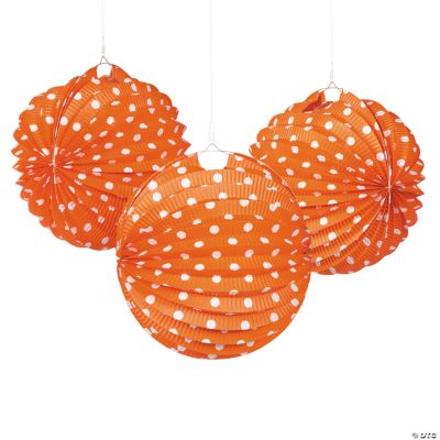 Orange & White Polka Dot Paper Lanterns