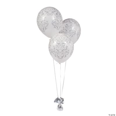 Latex Silver Swirl Flourish Balloons