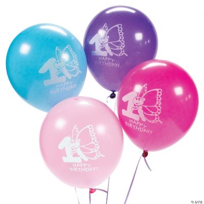 1st Birthday Butterfly Latex Balloons