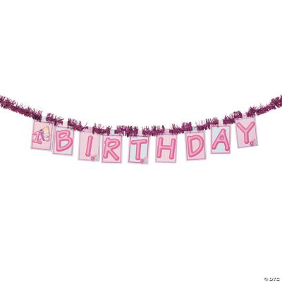 “1st Birthday” Butterfly Tinsel Banner