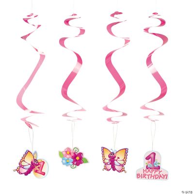 1st Birthday Butterfly Dangling Swirls